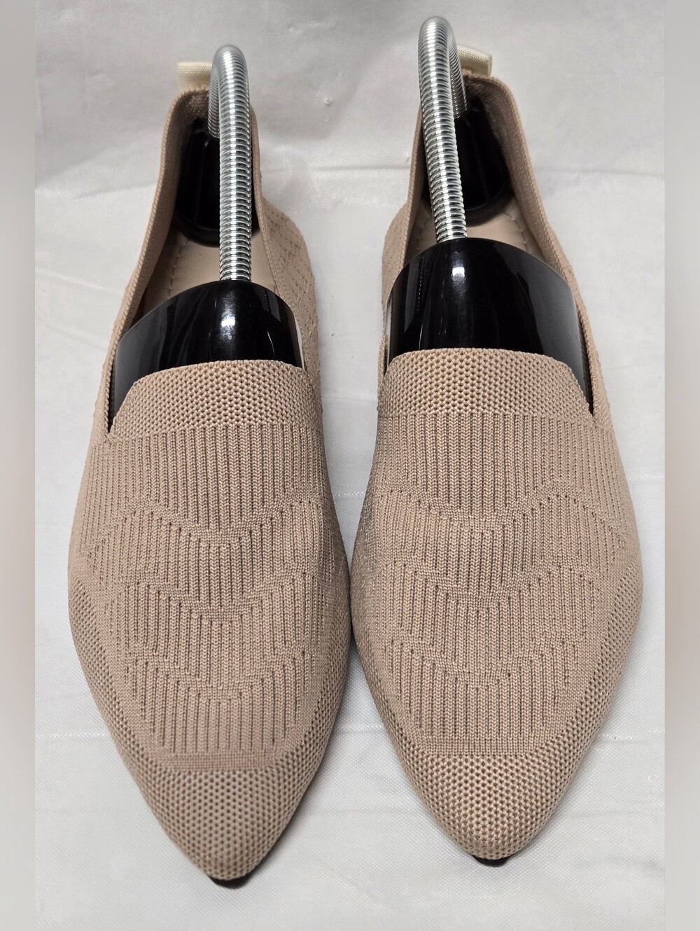 Shein 9 Nude Woven Knit Flats Loafers Shoes Pointed Toe Slip On Pull Tab